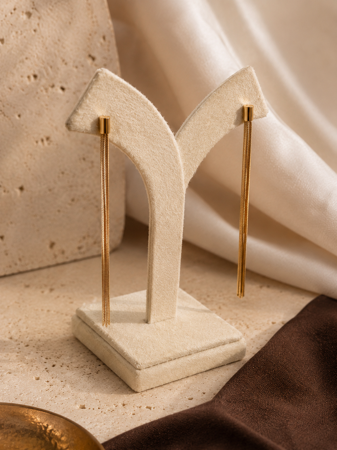 Gold Drop Tassel Earrings