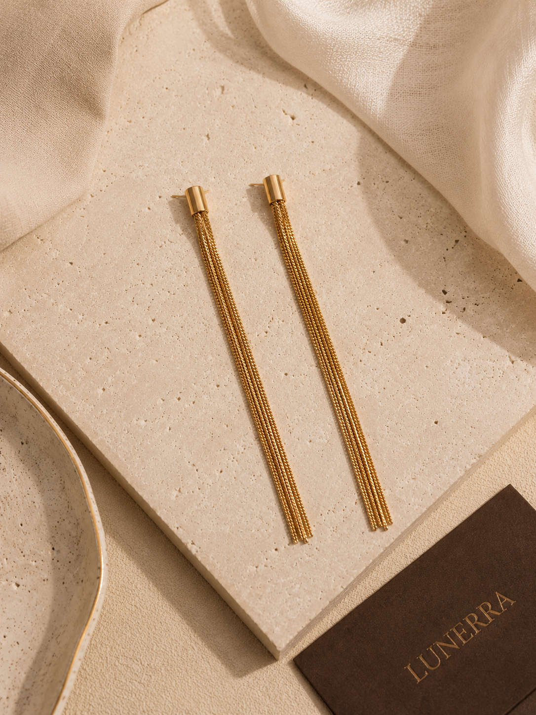Gold Drop Tassel Earrings