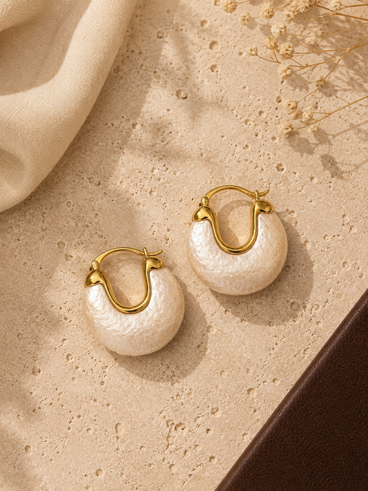 Retro Luxe Pearl Hoops