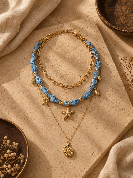 Coastal Cowgirl Bandana 3-Layered Necklace