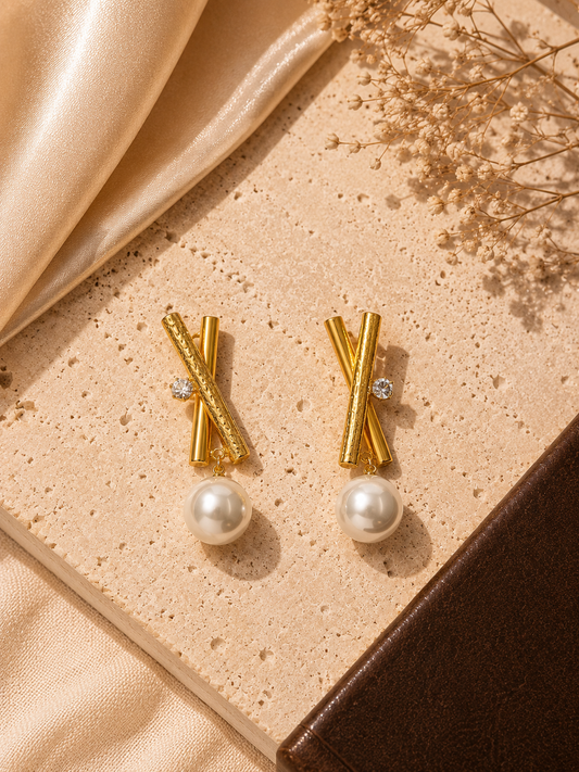 Gilded Interlace Pearl Drops