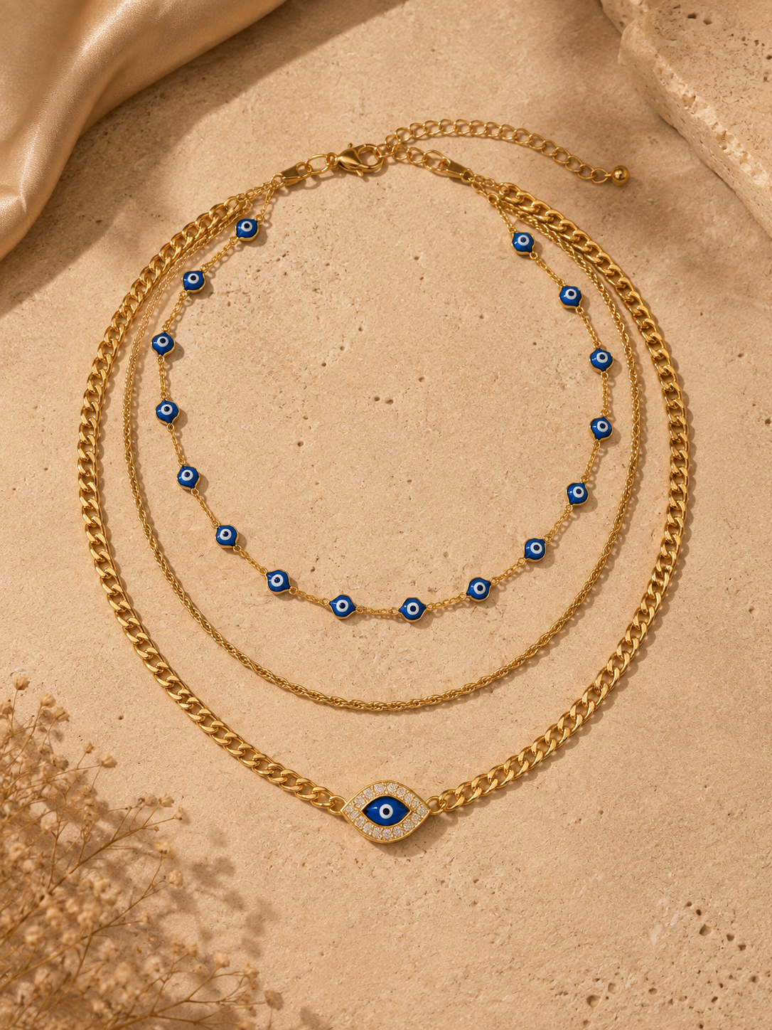 Elysian Evil Eye 3-Layered Necklace