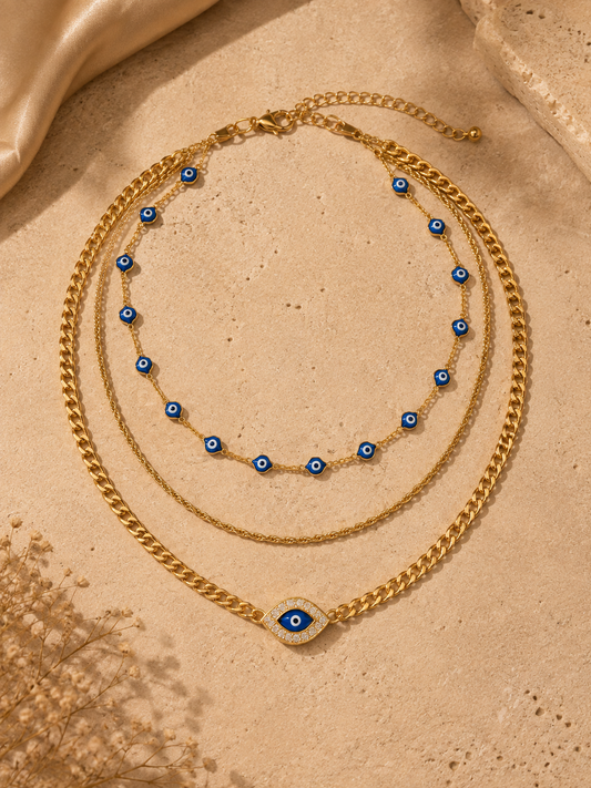 Elysian Evil Eye 3-Layered Necklace