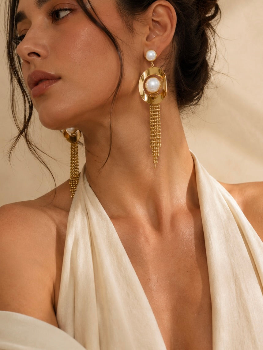 Nova Pearl Tassel Earrings