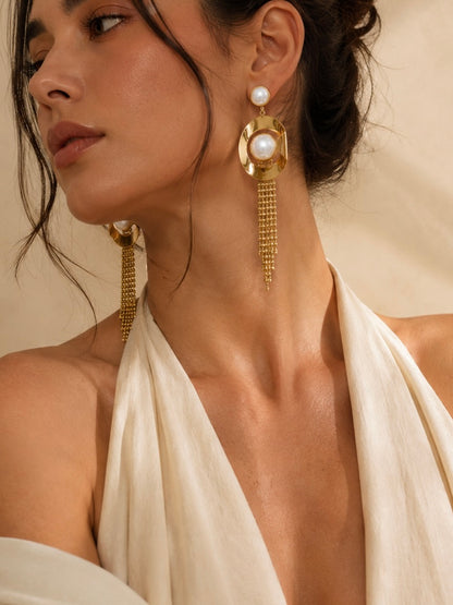 Nova Pearl Tassel Earrings