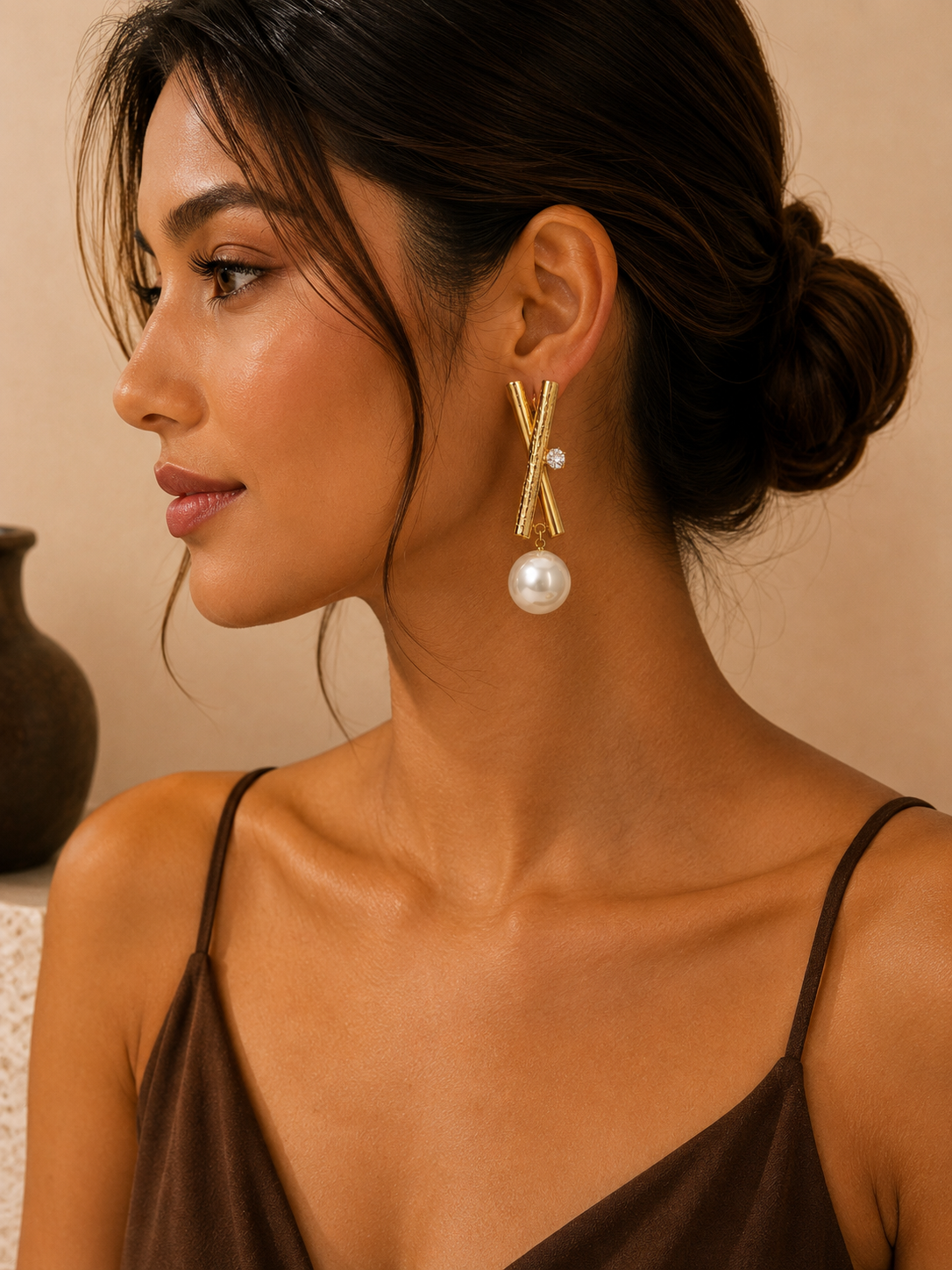 Gilded Interlace Pearl Drops