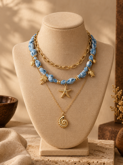 Coastal Cowgirl Bandana 3-Layered Necklace