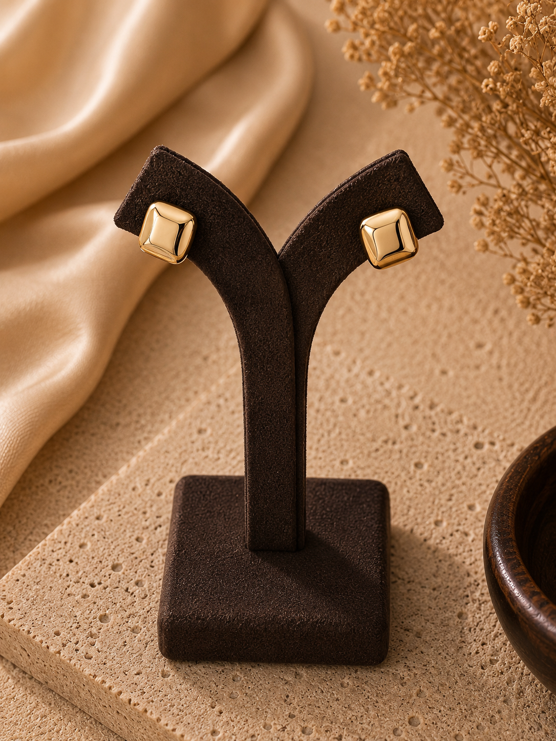 2-in-1 Style Molten Gold Double Studs