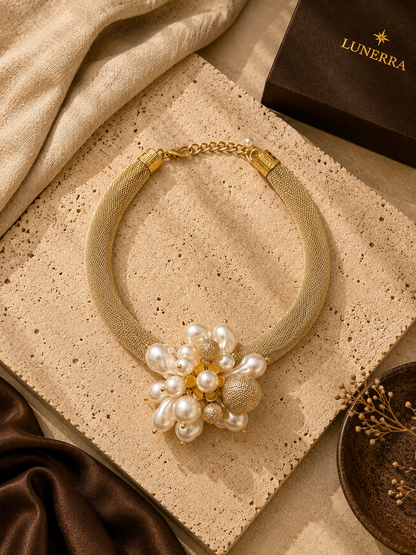 Aurora Pearl Bloom Statement Necklace