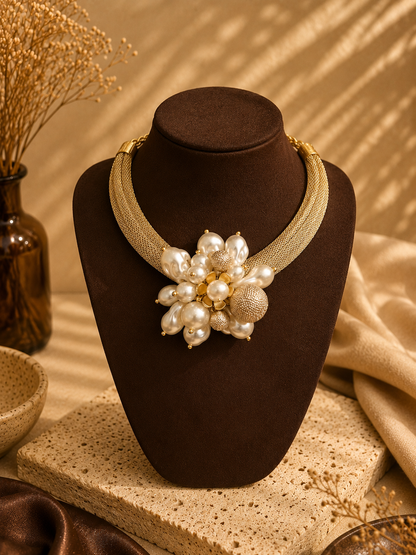 Aurora Pearl Bloom Statement Necklace